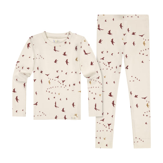 Girls Maroon Birds Two-Piece